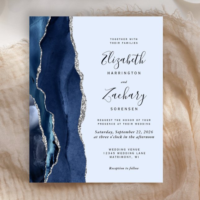 Orçamento Casamento Azul Pálido Prata Ágata Marinh (Criador carregado)