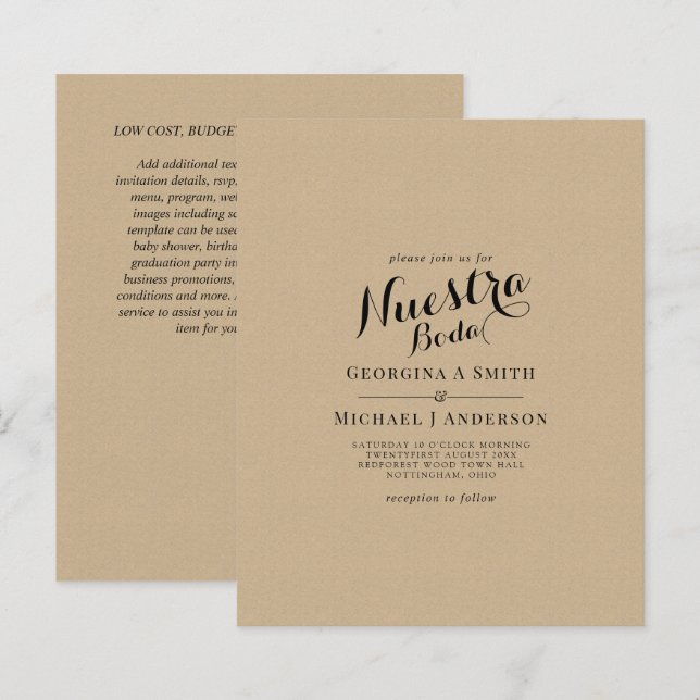 ORÇAMENTO Casamento Espanhol Bilingue Boda Casamen (Frente/Verso)