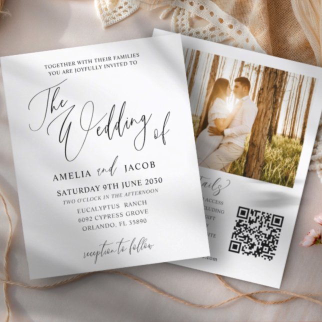 Orçamento Casamento QR Code Caligrafia Preto e Bra (Criador carregado)