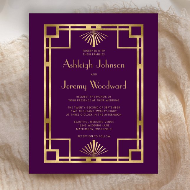 Orçamento Casamento Roxo Dourado Deco Vintage 1920 (Criador carregado)