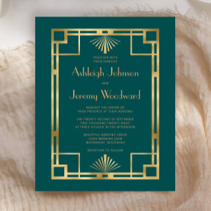Orçamento Casamento Vintage Deco Verde-Ouro 1920