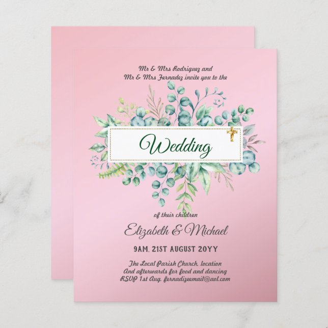 Orçamento Católico para a CASAMENTO Cristão Verde (Frente/Verso)