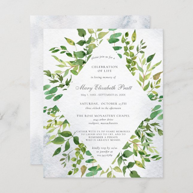 Orçamento Celebração Verde da Vida Funeral (Frente/Verso)