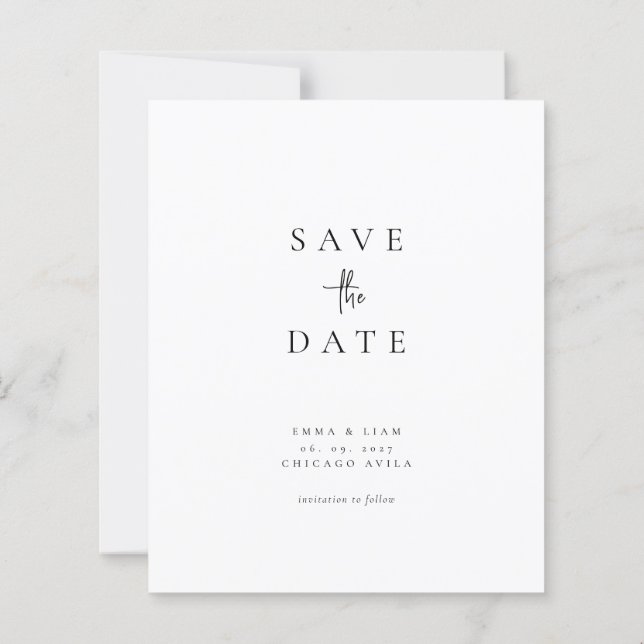 Orçamento Chic Moderno Foto Casamento Salve A Data (Verso)