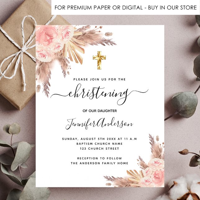 Orçamento Christening pampas rosa gold (Criador carregado)