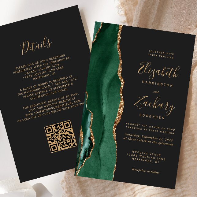 Orçamento Código QR Casamento Escuro Ágata Esmeral (Criador carregado)
