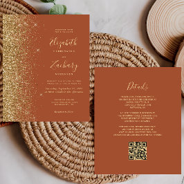 Orçamento Código QR Glitter Dourado Terracota Casa
