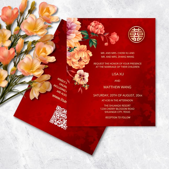 ORÇAMENTO | Código QR | Peônia Casamento Chinês (Criador carregado)