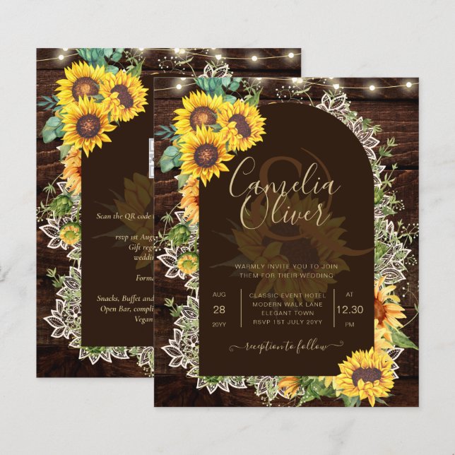 ORÇAMENTO Convite de Casamento com Flores de Giras (Frente/Verso)