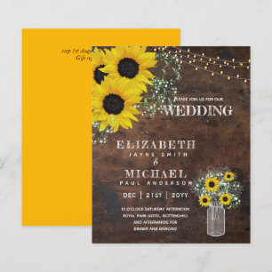 ORÇAMENTO Convite de Casamento Girassol Rústico Be