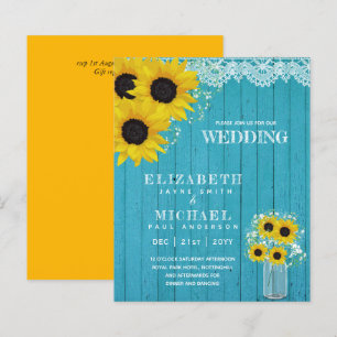 ORÇAMENTO Convite de Casamento Girassol Rústico Re
