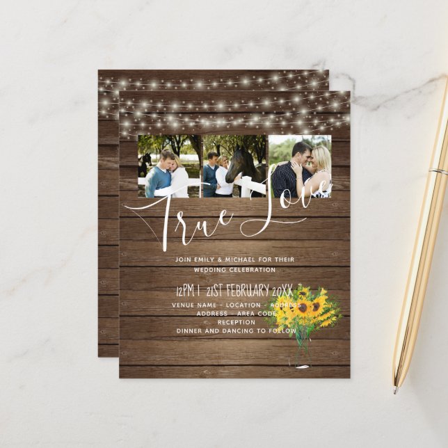 ORÇAMENTO Convite de casamento Russo de Girassóis (Frente/Verso In Situ)