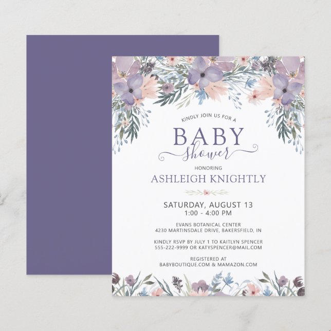 Orçamento Convite de Chuvada de Bebê Floral de Flo (Frente/Verso)