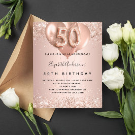 Orçamento convite para balões de ouro de rosa de 5