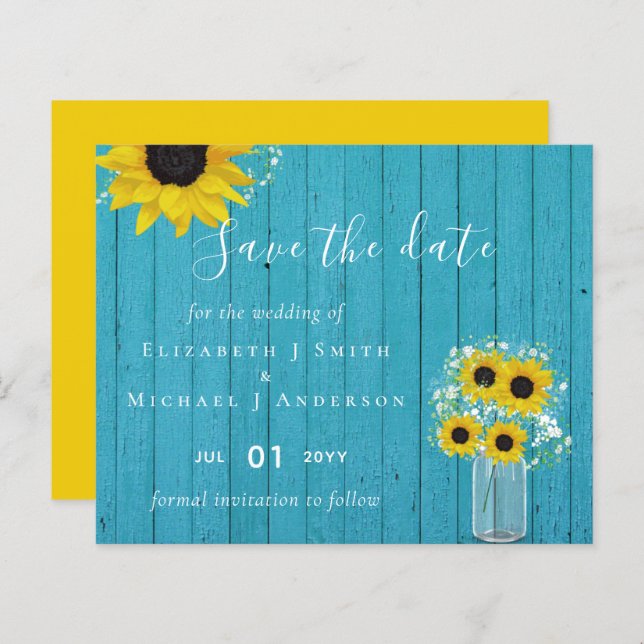 ORÇAMENTO Datas de Casamento Girassóis Rústicos (Frente/Verso)