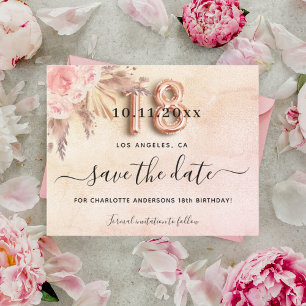 Orçamento de 18 anos de idade save the date rosa p