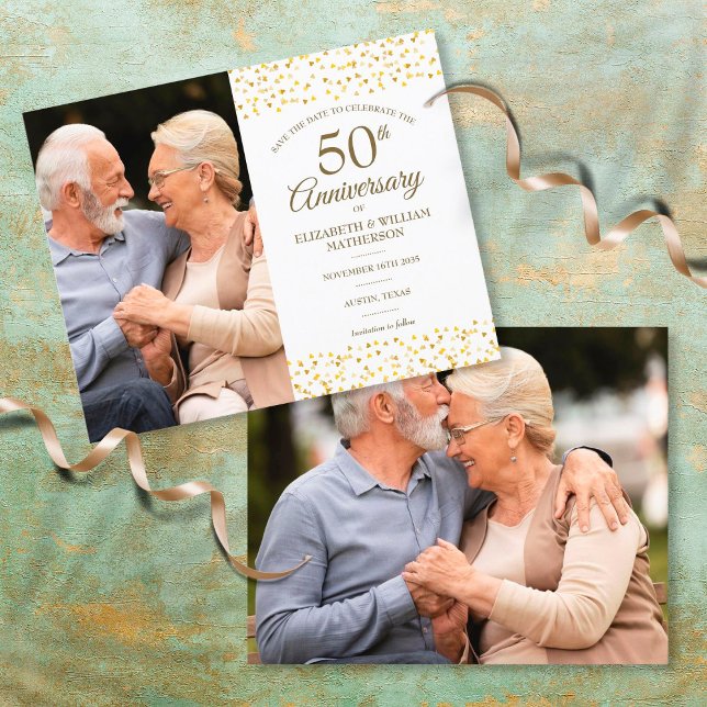 Orçamento de 50º Aniversário Salve a Data 2 Fotos (Criador carregado)