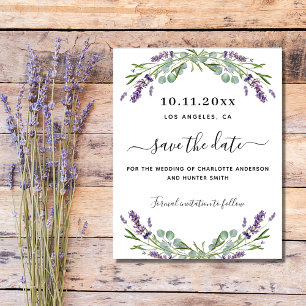 Orçamento de casamento com eucalipto lavanda, avis