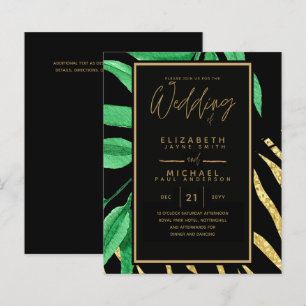 Orçamento de Casamento Dourado de Folhas Tropicai