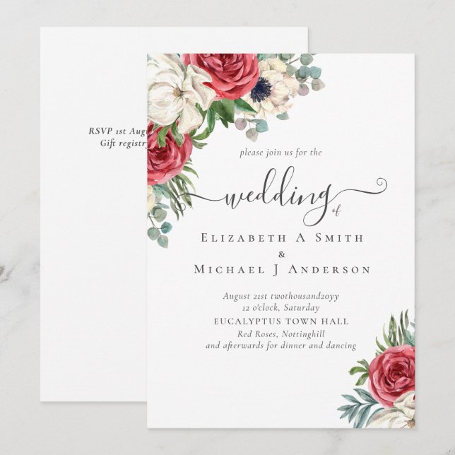 Orçamento de Casamento Floral Azul Branco Elegante (Frente/Verso)