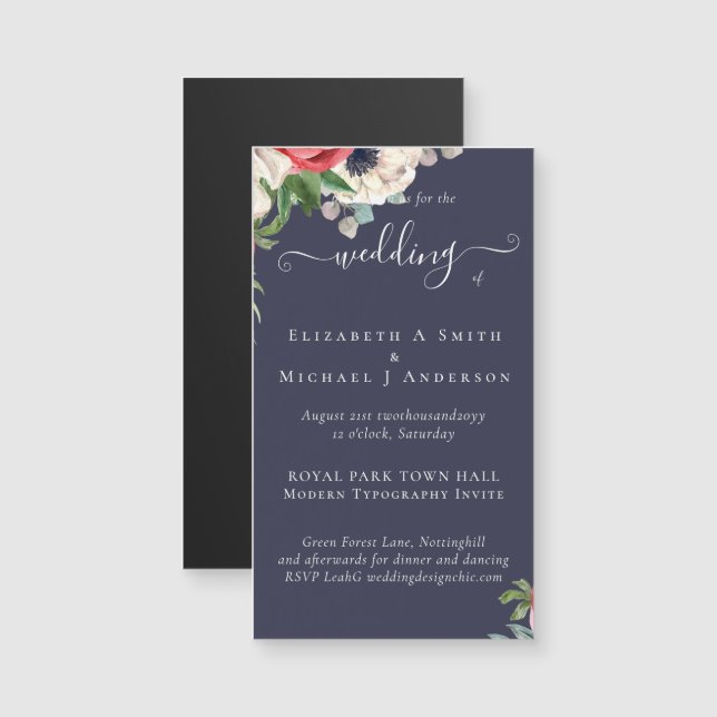 Orçamento de Casamento Floral Azul Branco Elegante (Frente/Verso)