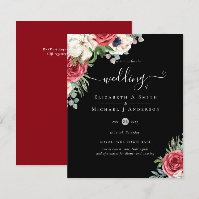 Orçamento de Casamento Floral Azul Branco Elegante (Frente/Verso)