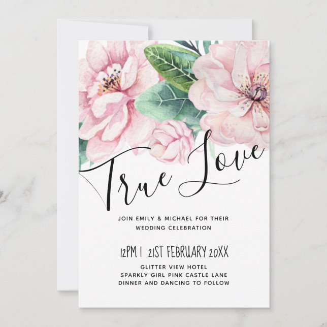 Orçamento de Casamento Negra Floral Rosa Moderno (Frente)