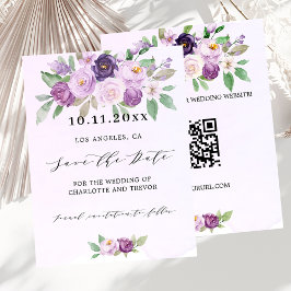 Orçamento de código QR floral violeta de casamento