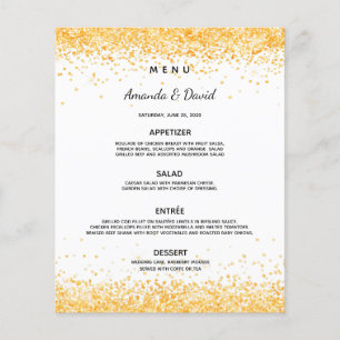 Orçamento de confete de ouro branco do menu janto