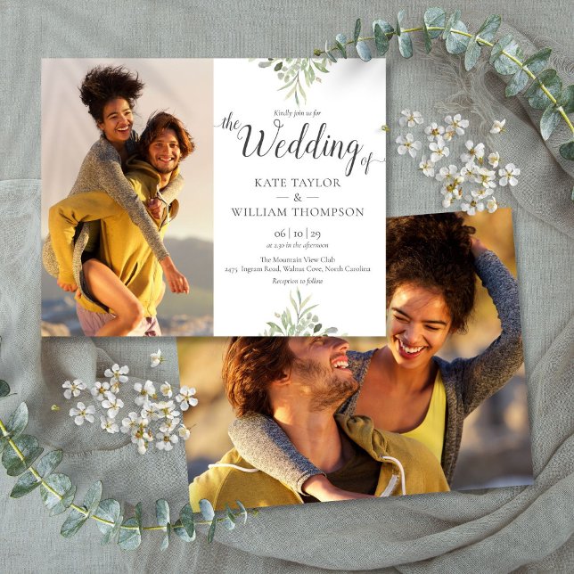 Orçamento de Folhagens para Casamento com Script e (Budget Greenery Script Wedding Photos Invitation)