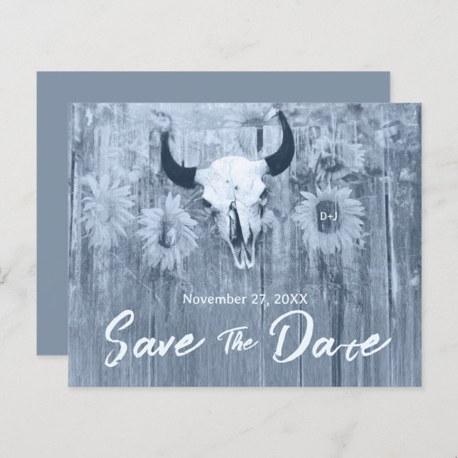 Orçamento de girassóis em azul poeirento rústico c (Frente/Verso)