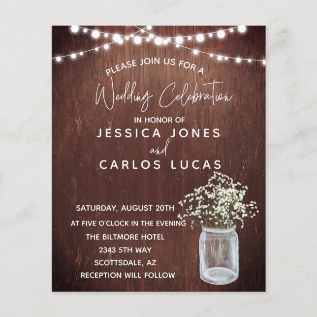 Orçamento de Jarro de Mason de Gipsófila de Madeir (Frente)