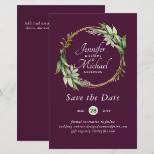 Orçamento de LeahG Save The Date Coroa de Folhagem