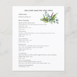 Orçamento de Modelo de Menu Eucalyptus com Dois La