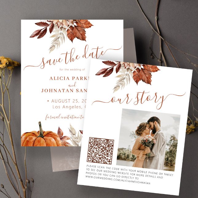 Orçamento de outono casamento foto QR salve a data (Criador carregado)