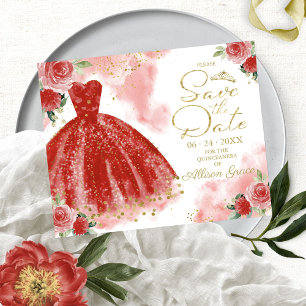 Orçamento de Quinceanera Salvar Data Vestido Verme