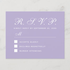 Orçamento de RSVP Lavanda Simples Script Cartão Ro