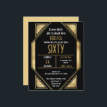 Orçamento Deco 60º Aniversário Dourado Convite Pre<br><div class="desc">Art Deco 60º Aniversário, Dourado Convite Preto. Um alternativo de 4, 5 pol x 5, 6 pol com preço inferior. Disponível em um STOCK DE CARTÃO SEMI-GLOSS 110 lb, que é a opção padrão (mais espesso para convites), OU um STOCK de PAPEL THINNER FINISH 80 lb FINISH (ideal para gabinetes)....</div>