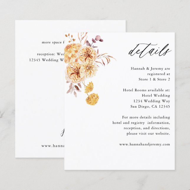 Orçamento: Detalhes do Boho Floral do Ouro Amarelo (Frente/Verso)