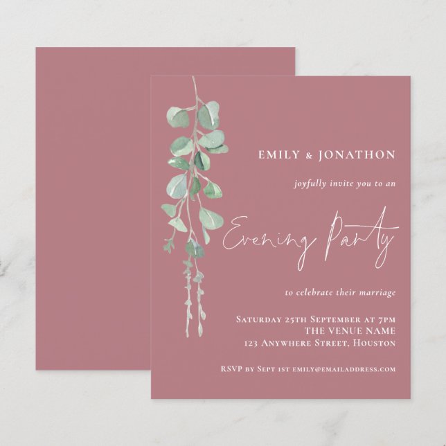 Orçamento do Partido de Casamento Eucalyptus Rosa (Frente/Verso)