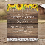 Orçamento Doce 16 Aniversário<br><div class="desc">Orçamento Doce Dezesseis (16) Festas de aniversário - Rustic Country Sunflower Farmhouse Invices on Wood background - inclui uma bela e elegante tipografia com moderna Country Fazenda House Sparkle para a 16ª celebração especial de aniversário.</div>