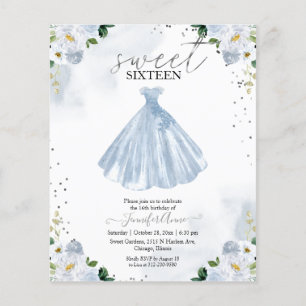 Orçamento Doce 16 Convite Azul Vestido Floral