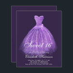 Orçamento Doce 16 Festa de aniversário de palhaço<br><div class="desc">Convite de aniversário elegante e acessível,  púrpura escura,  doce 16,  apresentando uma aquarela de um vestido roxo com sotaques prateados e "Doce Dezesseis" e seu nome em um roteiro branco na moda.</div>