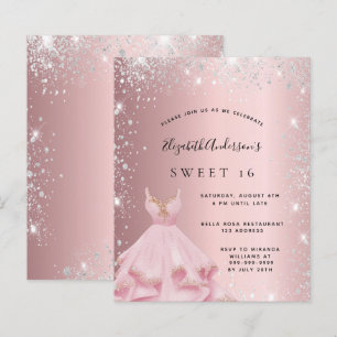 Orçamento Doce 16 vestido cor-de-rosa-prateado cor