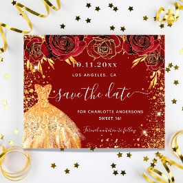 Orçamento Doce 16 vestido vermelho de ouro exceto