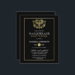 Orçamento Dourado e Mascarada Negro Doce 16 Partid<br><div class="desc">Orçamento Dourado e Mascarada Negro Doce 16 Convites de festas por Eugene_Design. Como parte da seleção do orçamento aqui no Zazzle, estes convites não vêm com envelopes nem ajustado de forma suave em um envelope de tamanho padrão. O tamanho mais próximo é A6, mas haverá um intervalo de aproximadamente meio...</div>