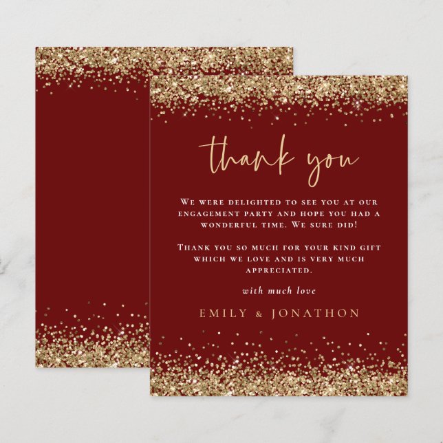 Orçamento Dourado Glitter Noivado Borgonha Obrigad (Frente/Verso)