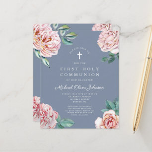 Orçamento Dusty Blue Floral Peonies Primeira Comun