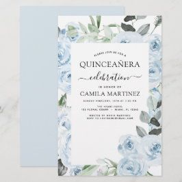 Orçamento Dusty Blue Quinceañera Convite Floral