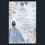 Orçamento Dusty Blue Silver Floral Princesa Doce 1<br><div class="desc">Orçamento Elegante Dusty Blue Silver Floral Princesa Butterflies Doce 16 Convite</div>